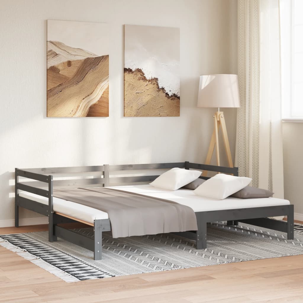 Pat Extensibil De Zi, , 2X(90X200) Cm, Lemn Masiv De Pin