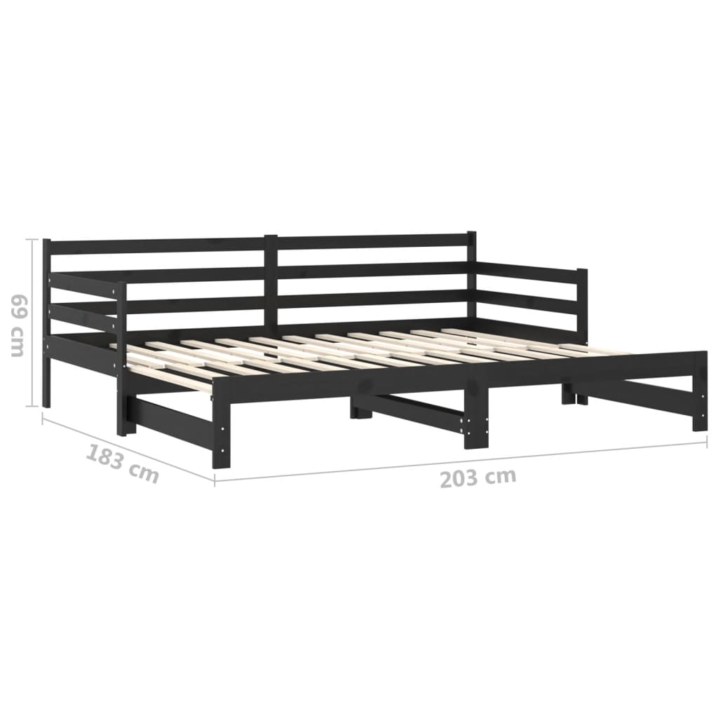 Pat Extensibil De Zi, , 2X(90X200) Cm, Lemn Masiv De Pin