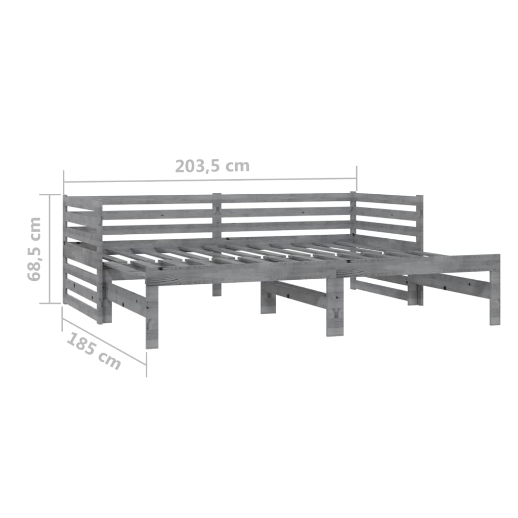 Pat Extensibil De Zi, , 2X(90X200) Cm, Lemn Masiv De Pin