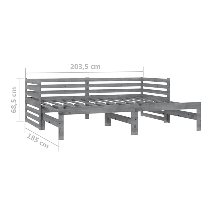 Pat Extensibil De Zi, , 2X(90X200) Cm, Lemn Masiv De Pin