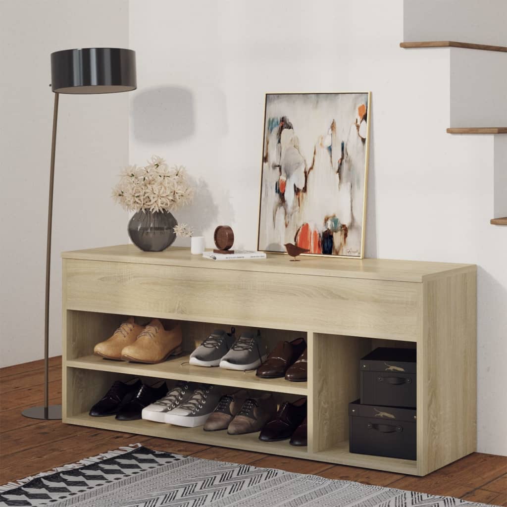 Bancă Pentru Pantofi Stejar Fumuriu 105X30X45 Cm Lemn Prelucrat