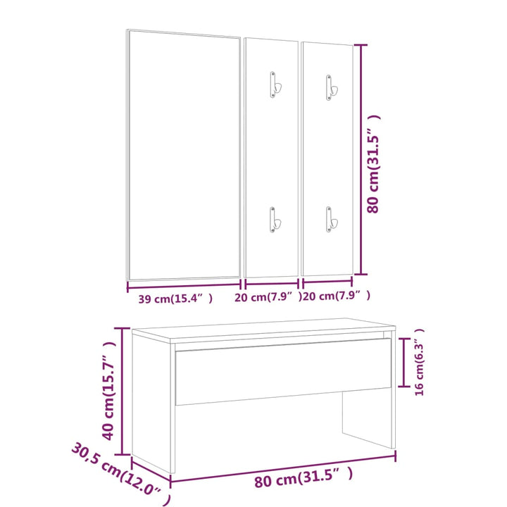 Set De Mobilier Pentru Hol, , Lemn Prelucrat