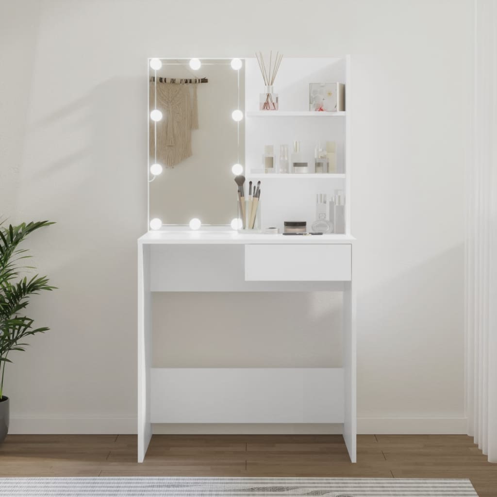 Masă De Toaletă Cu Led, Stejar Maro, 74,5X40X141 Cm