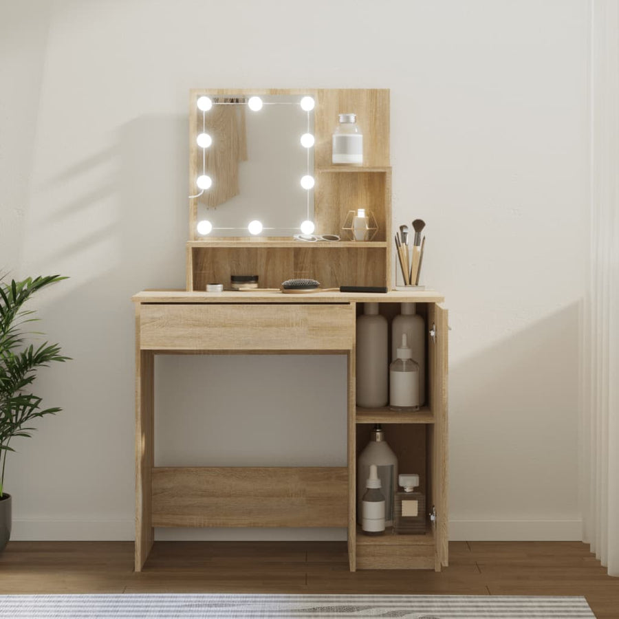 Masă De Toaletă Cu Led, , 86,5X35X136 Cm