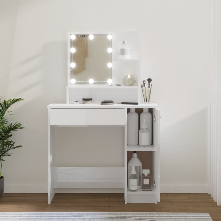 Masă De Toaletă Cu Led, , 86,5X35X136 Cm