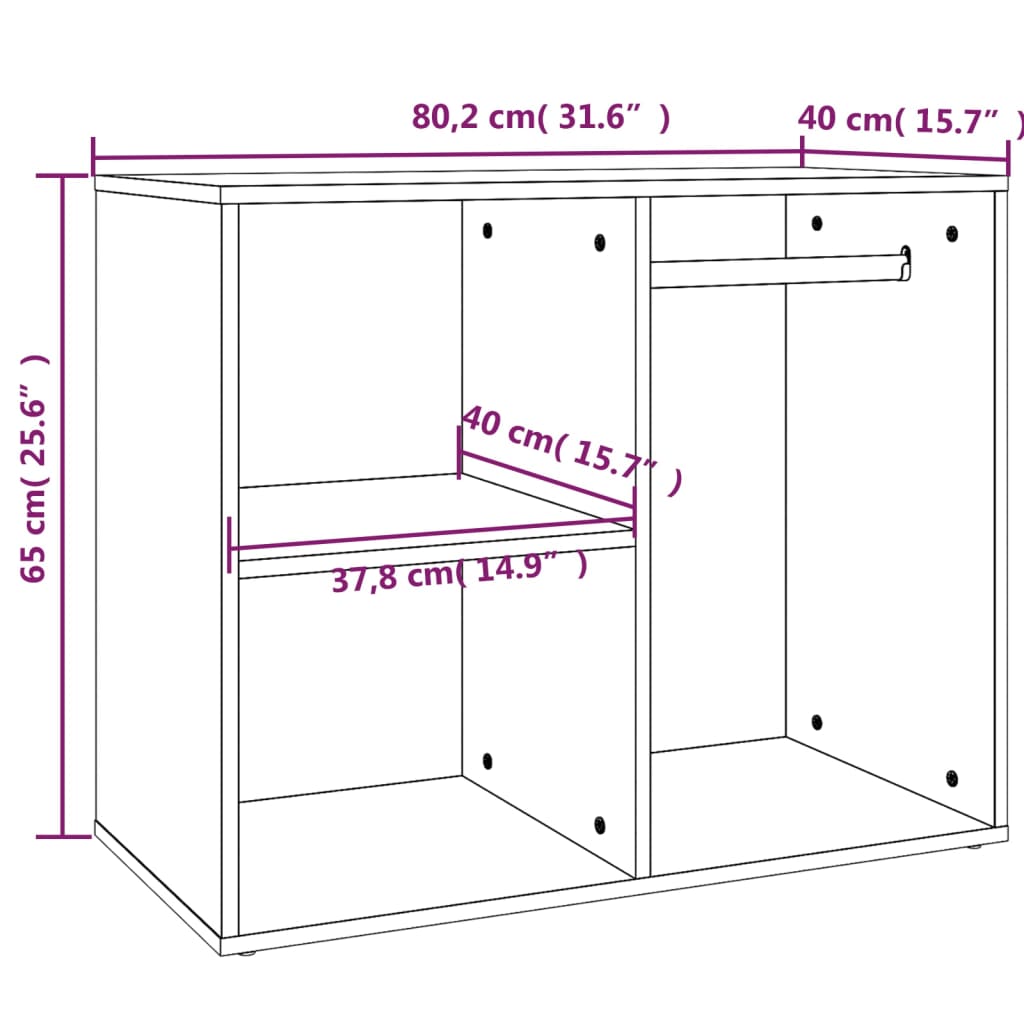 Dulap De Dressing, Alb Extralucios, 80X40X65 Cm, Lemn Compozit