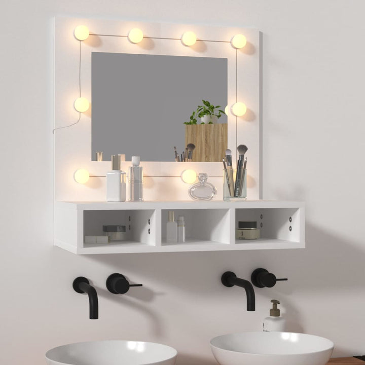 Dulap Cu Oglindă Și Led, Stejar Maro, 60X31,5X62 Cm