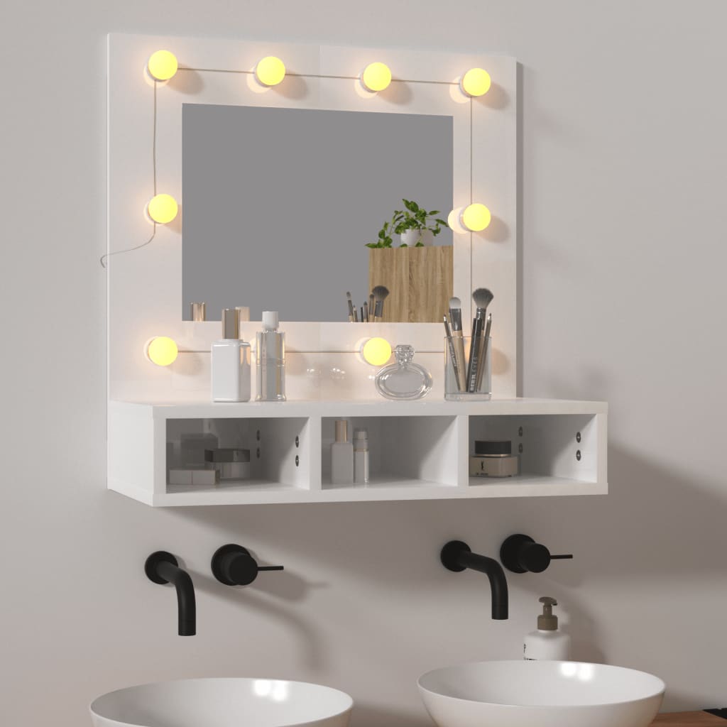 Dulap Cu Oglindă Și Led, Stejar Maro, 60X31,5X62 Cm