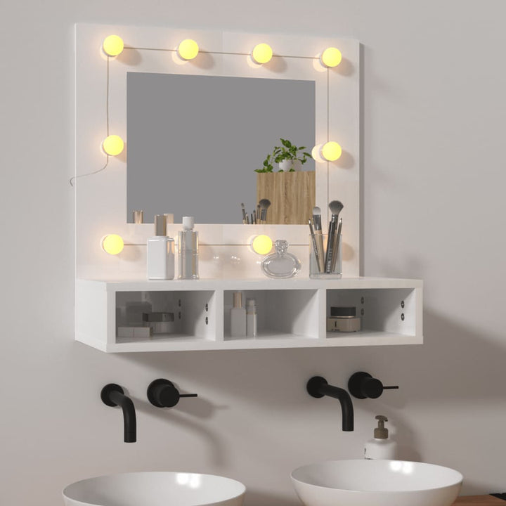 Dulap Cu Oglindă Și Led, Stejar Maro, 60X31,5X62 Cm