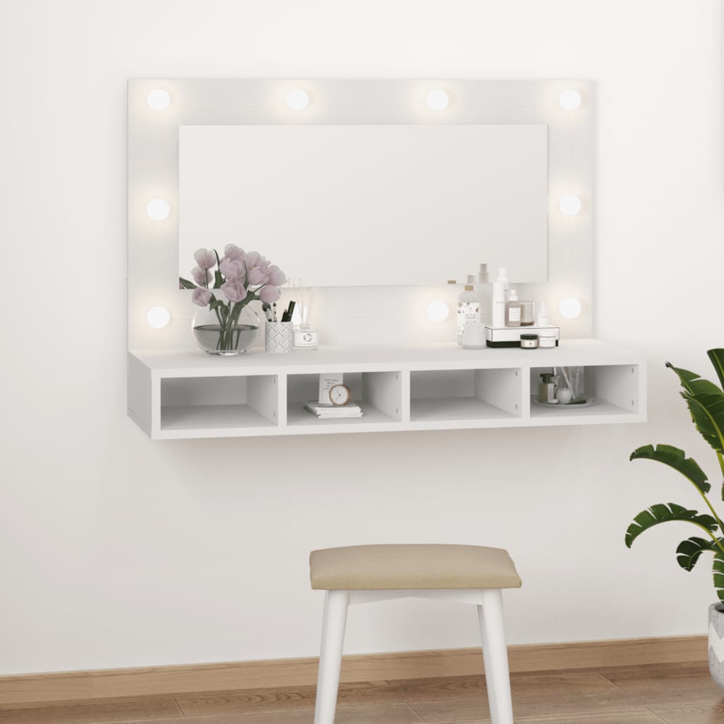 Dulap Cu Oglindă Și Led, Stejar Maro, 90X31,5X62 Cm