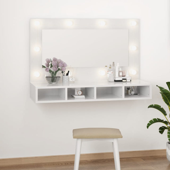 Dulap Cu Oglindă Și Led, Stejar Maro, 90X31,5X62 Cm