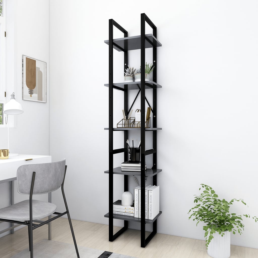 Bibliotecă Cu 5 Rafturi, , 40X30X175 Cm, Lemn Prelucrat