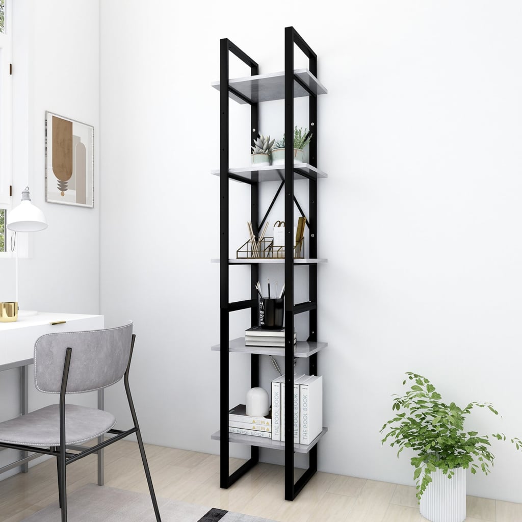 Bibliotecă Cu 5 Rafturi, , 40X30X175 Cm, Lemn Prelucrat