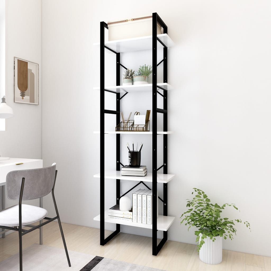 Bibliotecă Cu 5 Rafturi, , 40X30X175 Cm, Lemn Prelucrat