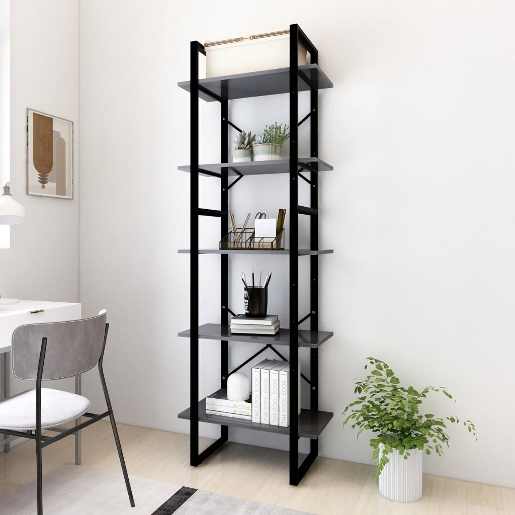 Bibliotecă Cu 5 Rafturi, , 40X30X175 Cm, Lemn Prelucrat