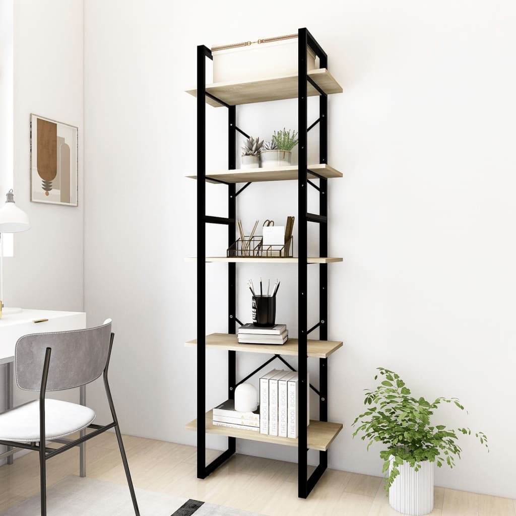 Bibliotecă Cu 5 Rafturi, , 40X30X175 Cm, Lemn Prelucrat
