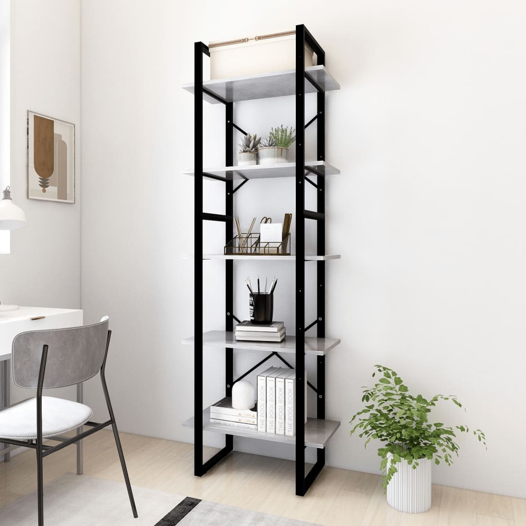 Bibliotecă Cu 5 Rafturi, , 40X30X175 Cm, Lemn Prelucrat