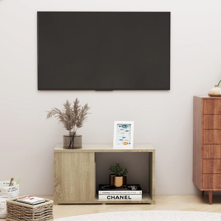 Comodă Tv, Stejar Fumuriu, 60X24X32 Cm, Lemn Compozit