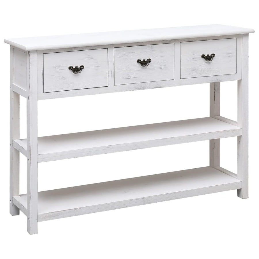 Dulap, Alb Antichizat, 108X30X76 Cm, Lemn Masiv De Paulownia