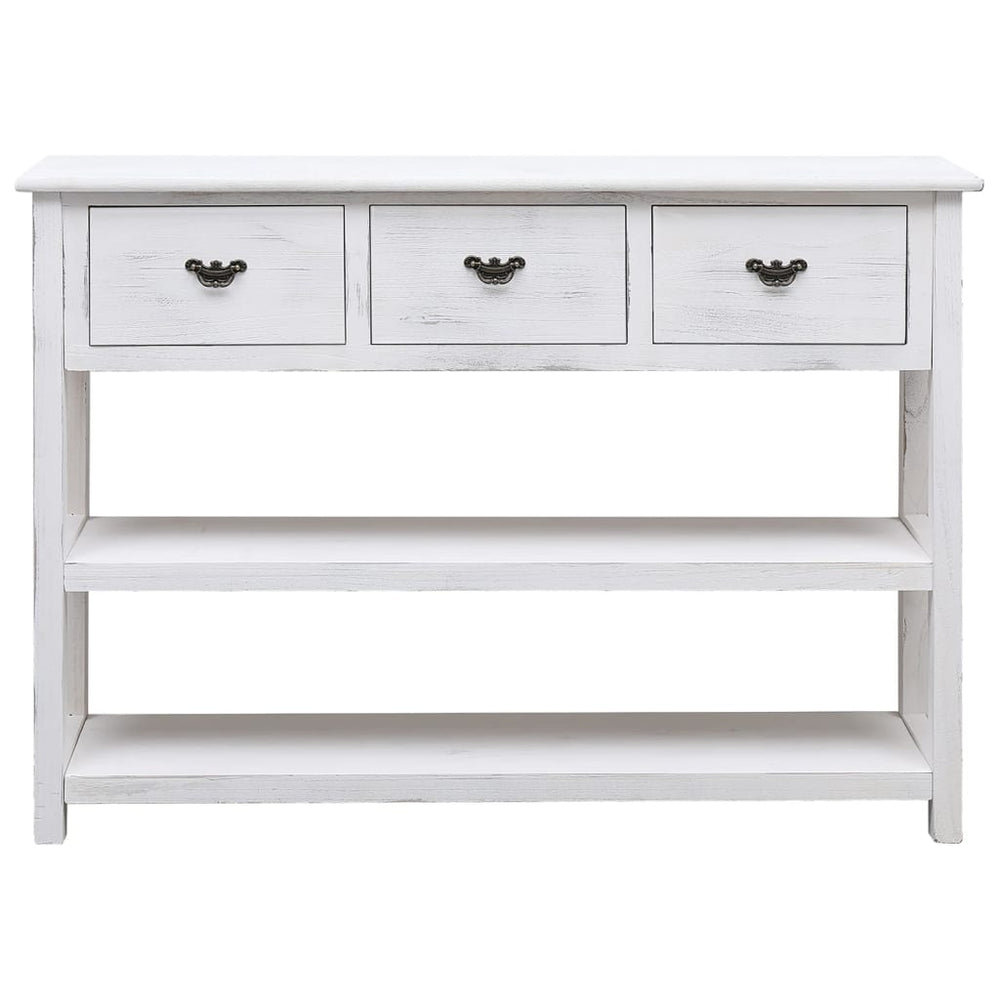 Dulap, Alb Antichizat, 108X30X76 Cm, Lemn Masiv De Paulownia