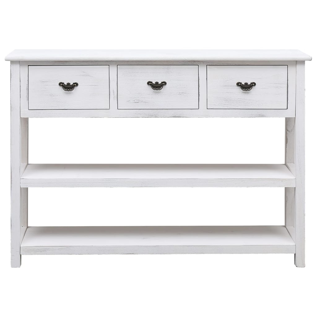 Dulap, Alb Antichizat, 108X30X76 Cm, Lemn Masiv De Paulownia