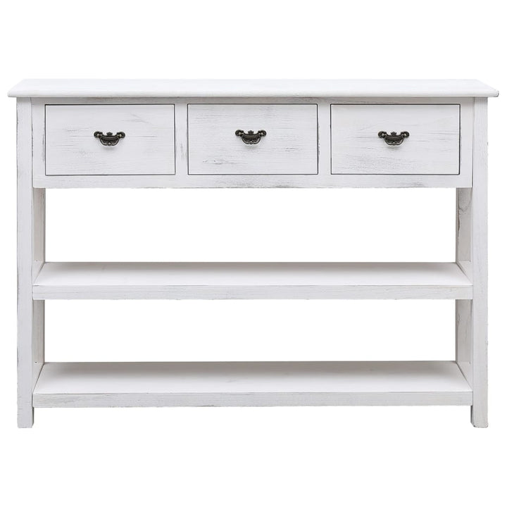 Dulap, Alb Antichizat, 108X30X76 Cm, Lemn Masiv De Paulownia
