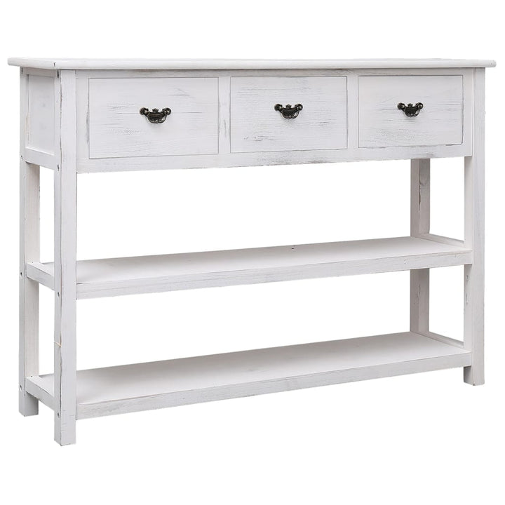 Dulap, Alb Antichizat, 108X30X76 Cm, Lemn Masiv De Paulownia