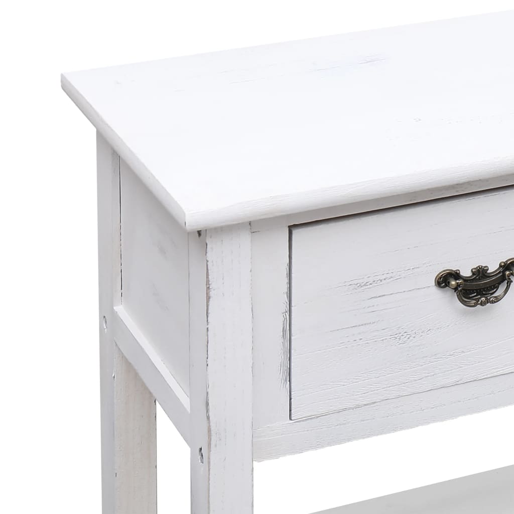 Dulap, Alb Antichizat, 108X30X76 Cm, Lemn Masiv De Paulownia