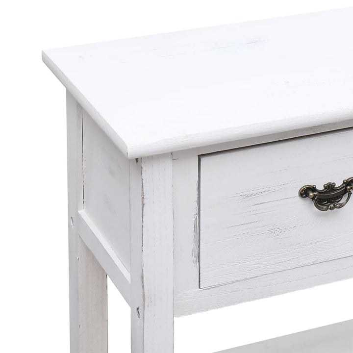 Dulap, Alb Antichizat, 108X30X76 Cm, Lemn Masiv De Paulownia