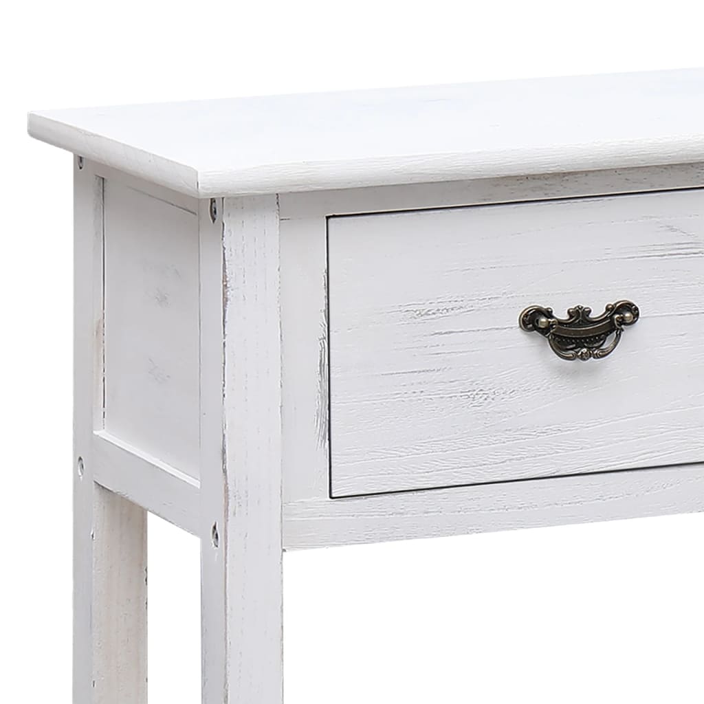 Dulap, Alb Antichizat, 108X30X76 Cm, Lemn Masiv De Paulownia