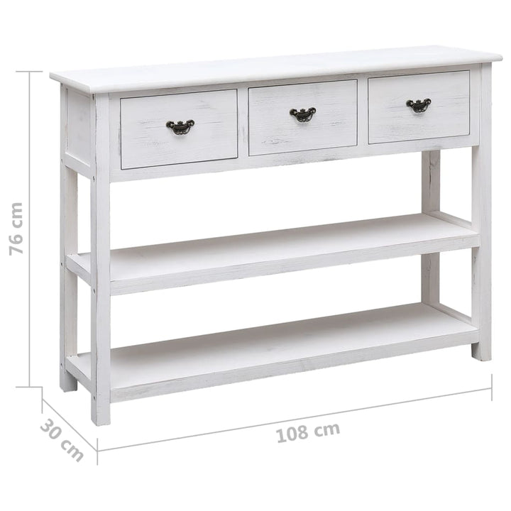 Dulap, Alb Antichizat, 108X30X76 Cm, Lemn Masiv De Paulownia