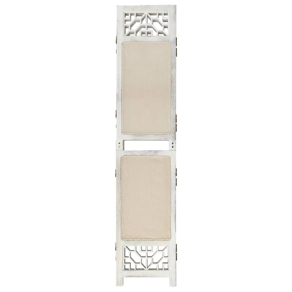 Paravan De Cameră Cu 4 Panouri, Crem, , Textil