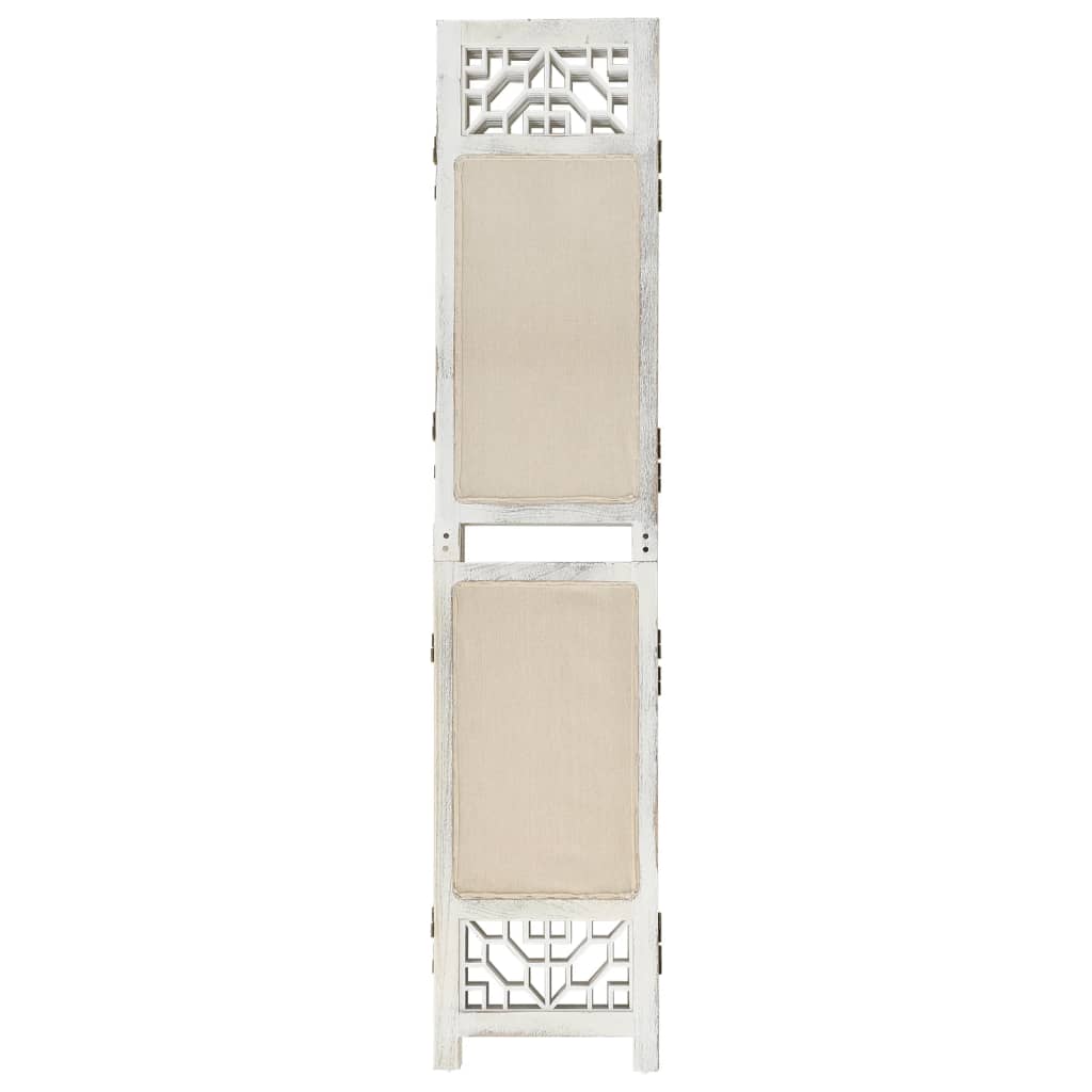 Paravan De Cameră Cu 4 Panouri, Crem, , Textil