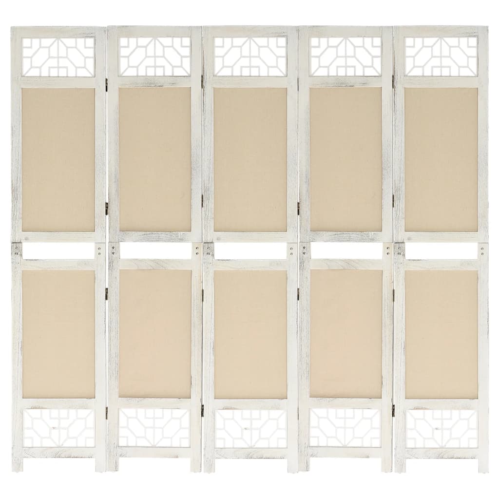 Paravan De Cameră Cu 4 Panouri, Crem, , Textil