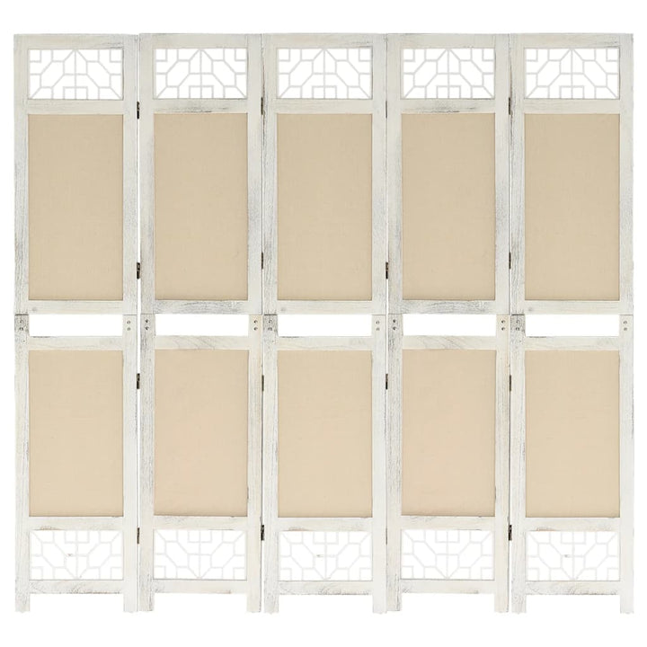 Paravan De Cameră Cu 4 Panouri, Crem, , Textil
