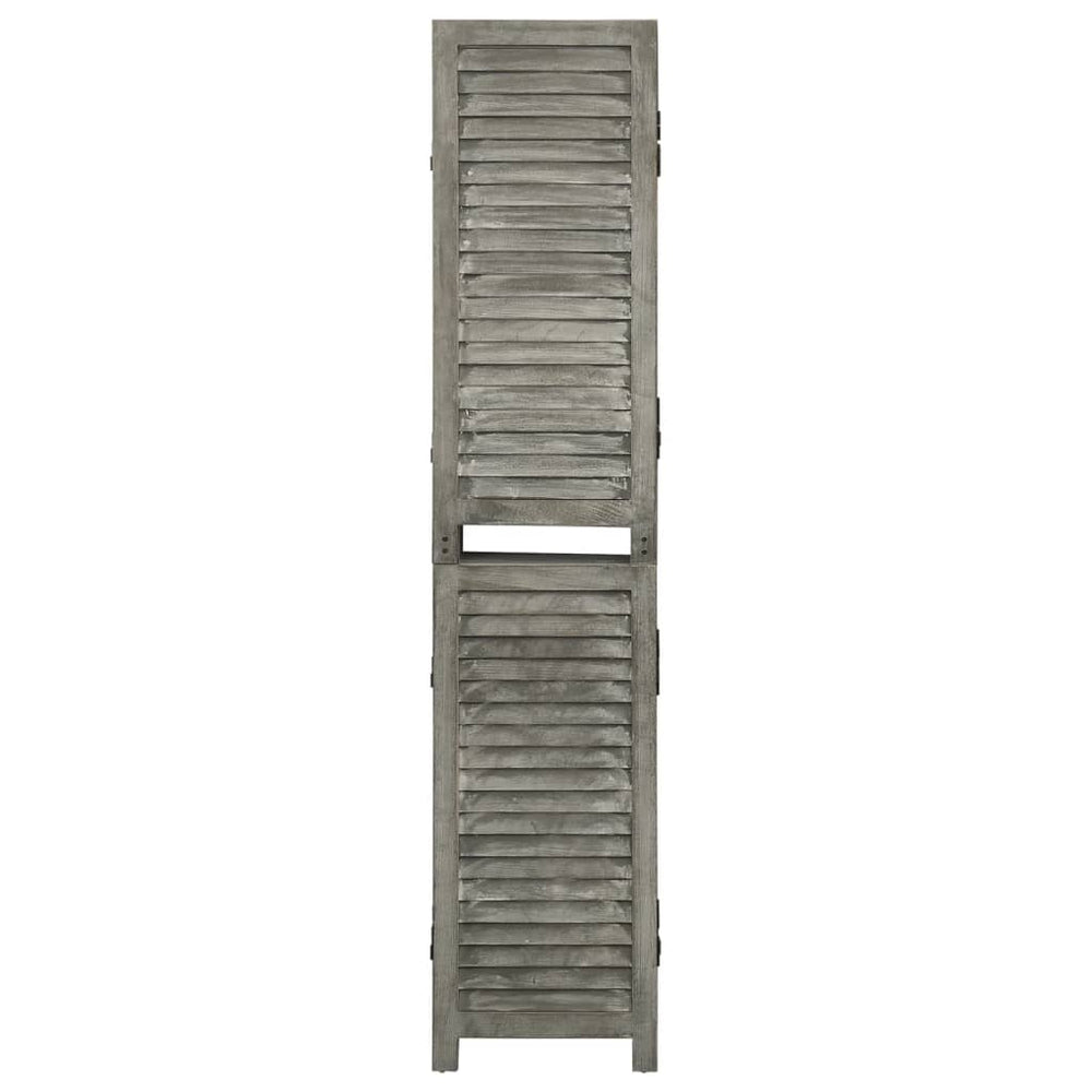 Separator Cameră Cu 5 Panouri, Gri, , Lemn Masiv