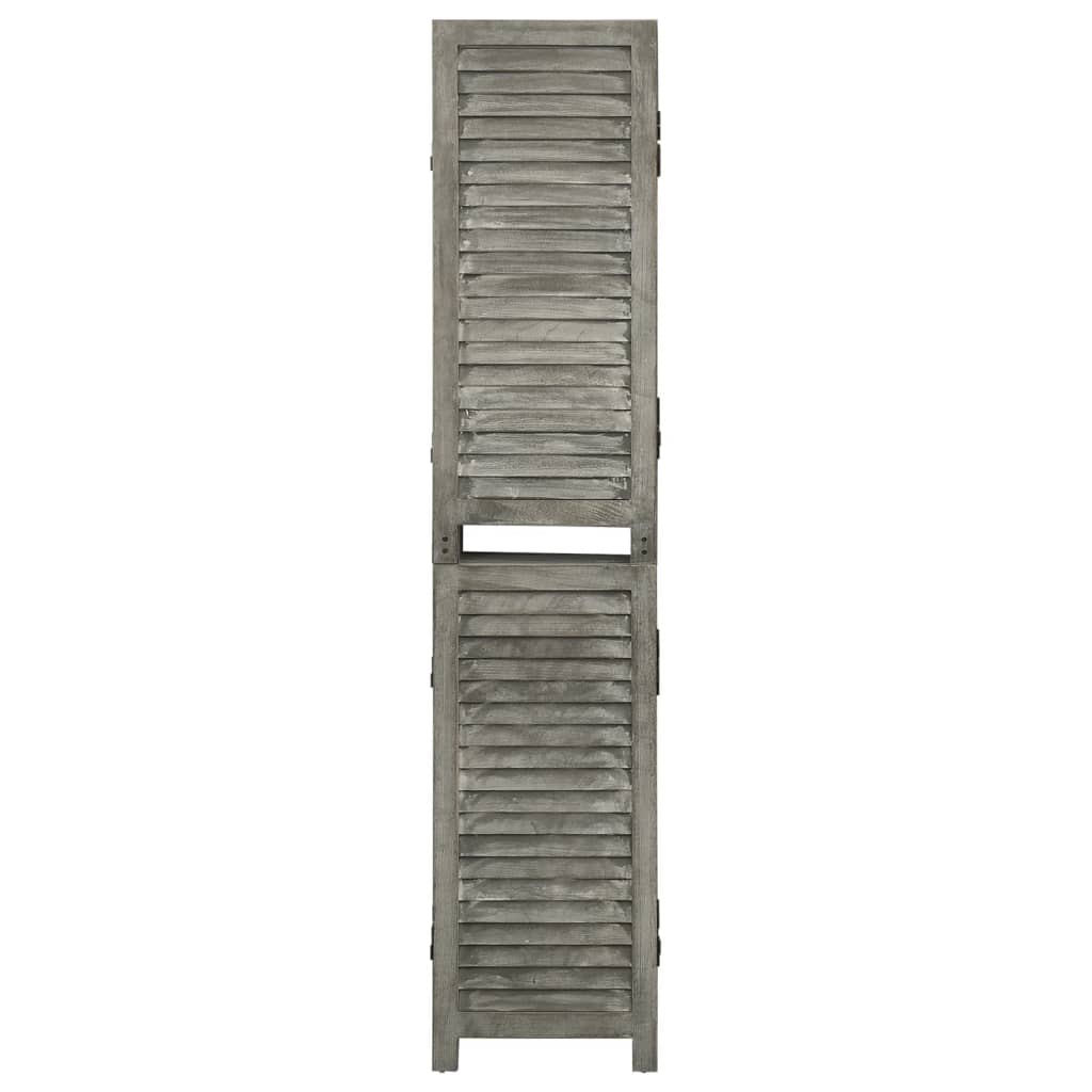 Separator Cameră Cu 5 Panouri, Gri, , Lemn Masiv