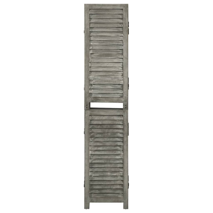 Separator Cameră Cu 5 Panouri, Gri, , Lemn Masiv