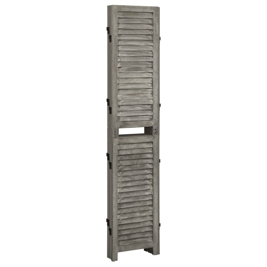 Separator Cameră Cu 5 Panouri, Gri, , Lemn Masiv