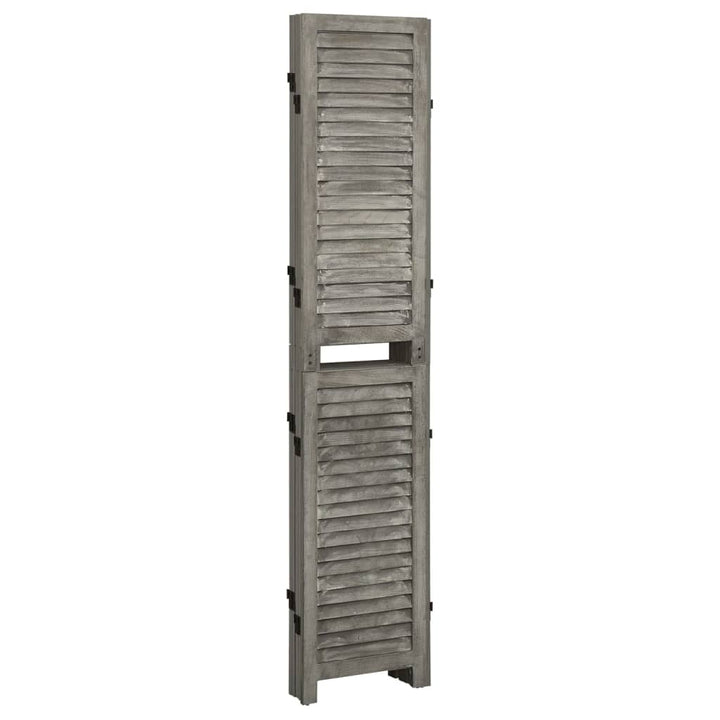 Separator Cameră Cu 5 Panouri, Gri, , Lemn Masiv