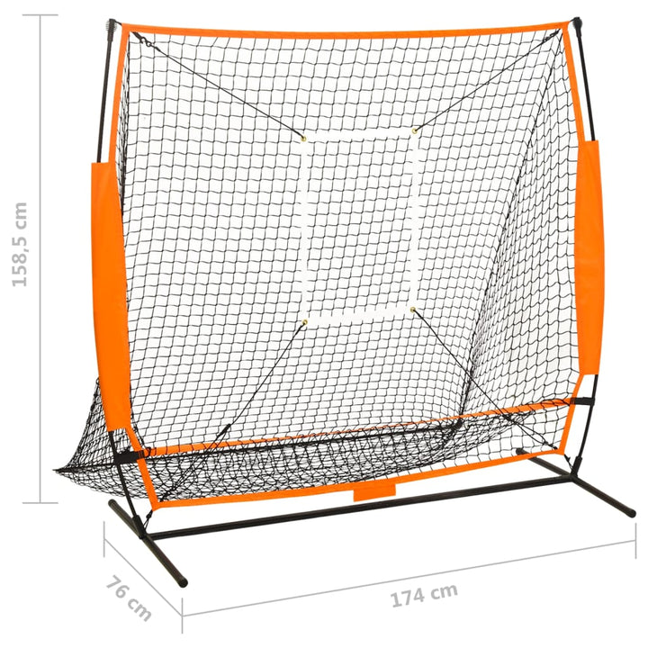 Plasă De Antrenament Sport Baseball, Negru, 174X76X158,5 Cm