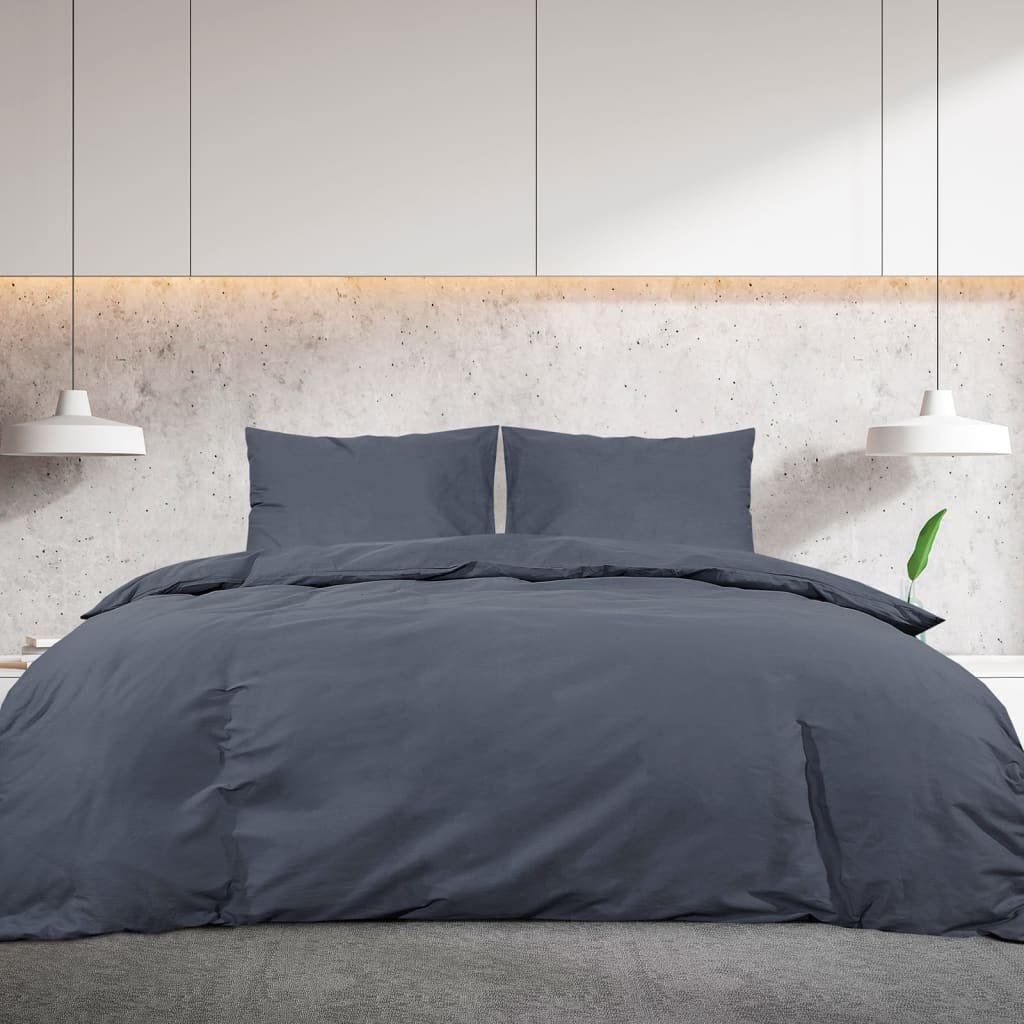 Set Cu Husă De Pilotă, , 135X200 Cm, Microfibră Antracit