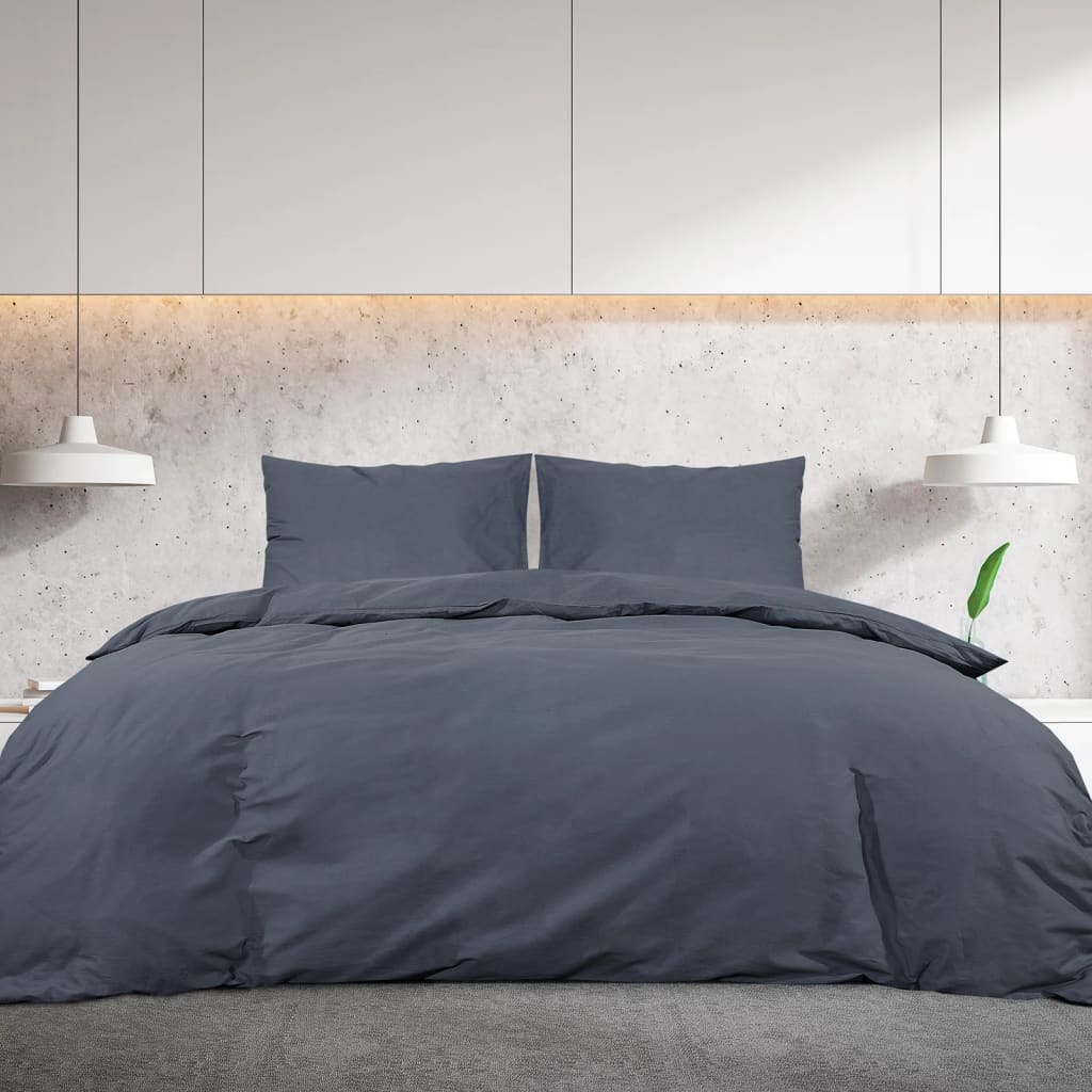 Set Lenjerie Cu Husă De Pilotă, , 200X200 Cm Microfibră Antracit