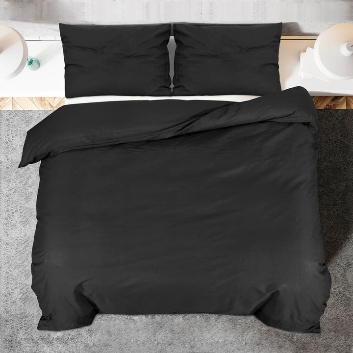 Set Cu Husă De Pilotă, , 140X200 Cm, Microfibră Negru