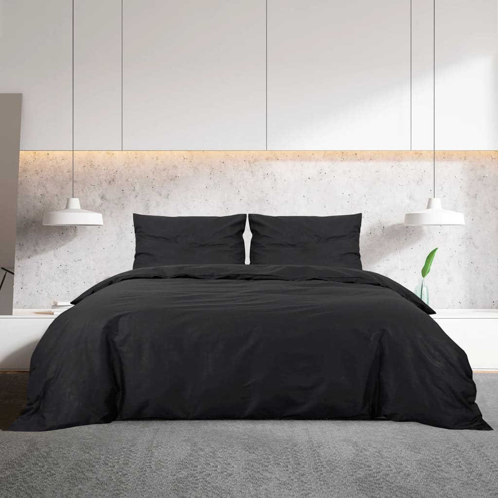 Set Cu Husă De Pilotă, , 135X200 Cm, Microfibră Negru