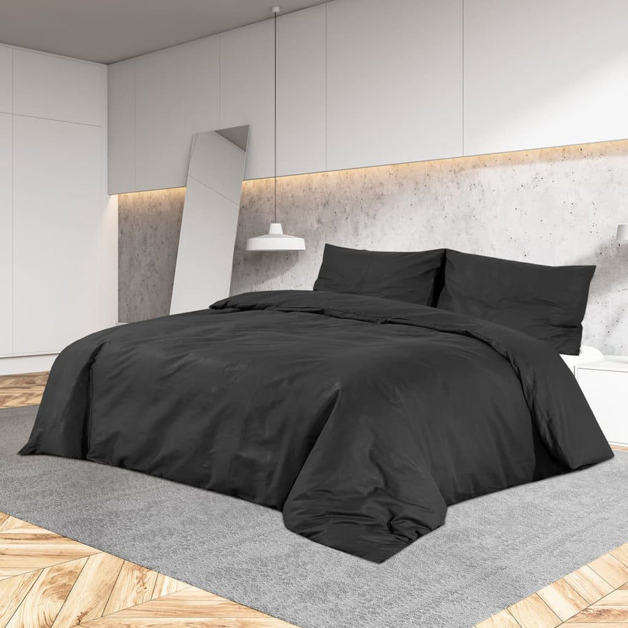Set Cu Husă De Pilotă, , 135X200 Cm, Microfibră Negru