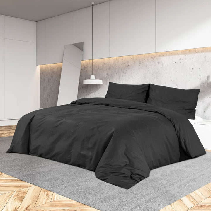 Set Cu Husă De Pilotă, , 200X200 Cm, Microfibră Negru