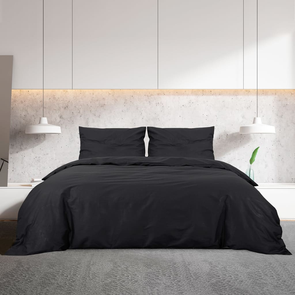 Set Cu Husă De Pilotă, , 260X220 Cm, Microfibră Negru