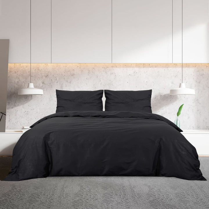 Set Cu Husă De Pilotă, , 260X220 Cm, Microfibră Negru