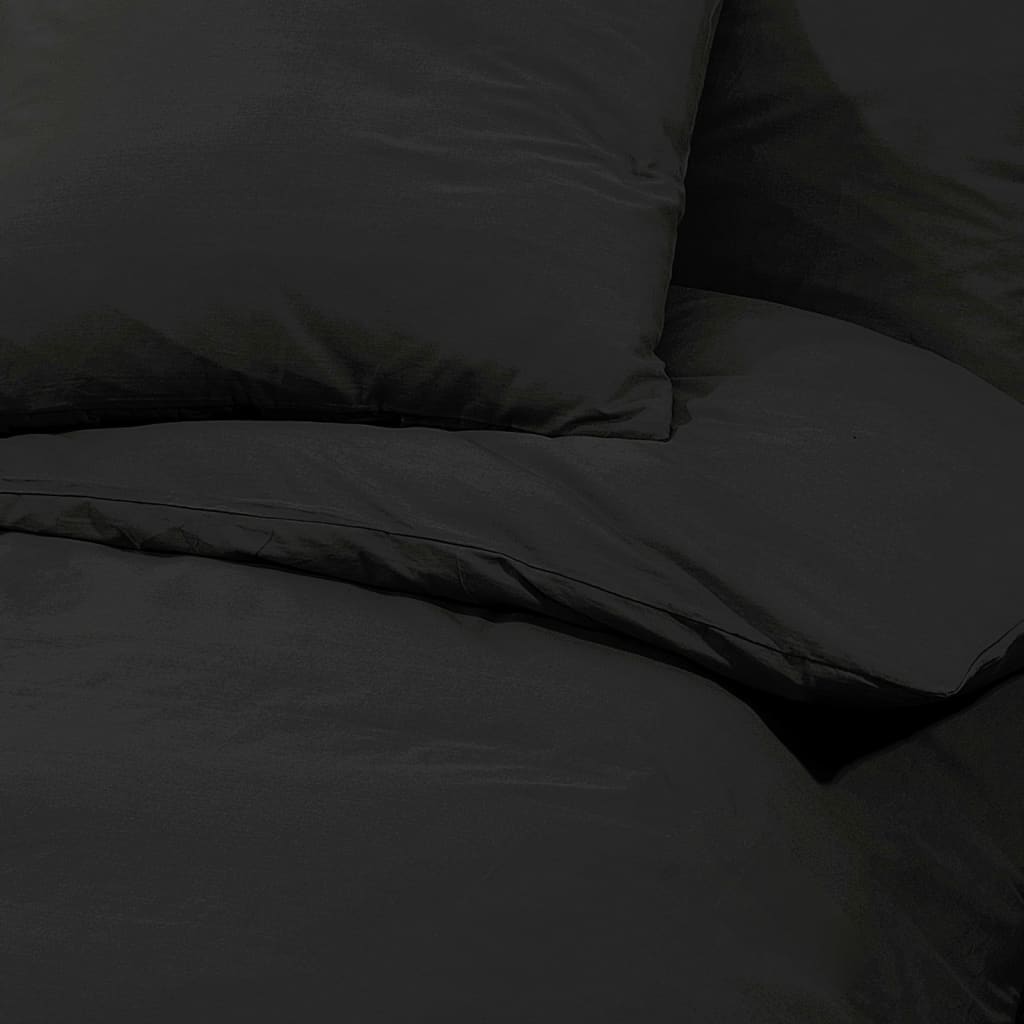 Set Cu Husă De Pilotă, , 260X220 Cm, Microfibră Negru